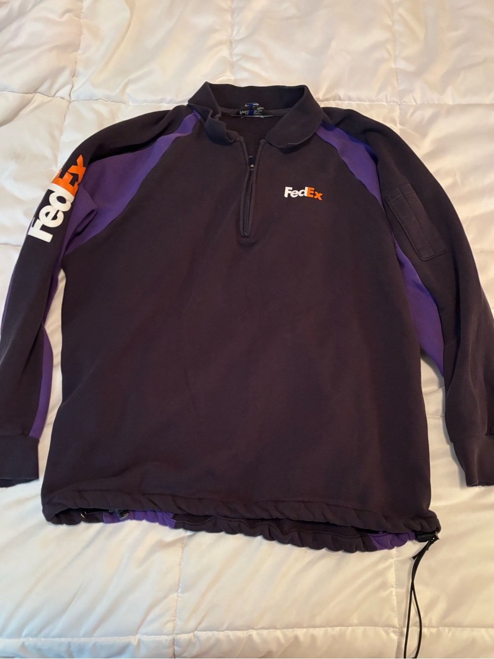 FedEx Black and Purple Quarter-Zip Pullover mid 1990s-2000s